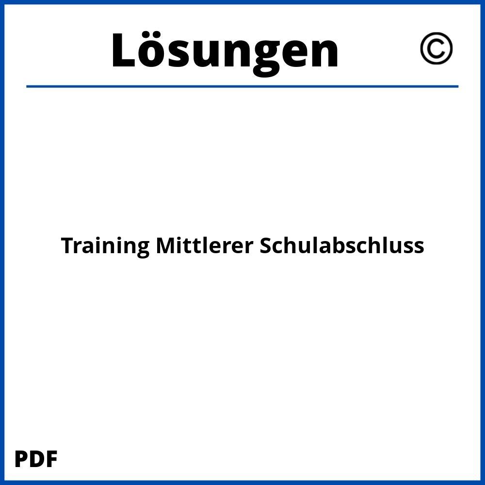 Training Mittlerer Schulabschluss Lösungen Pdf