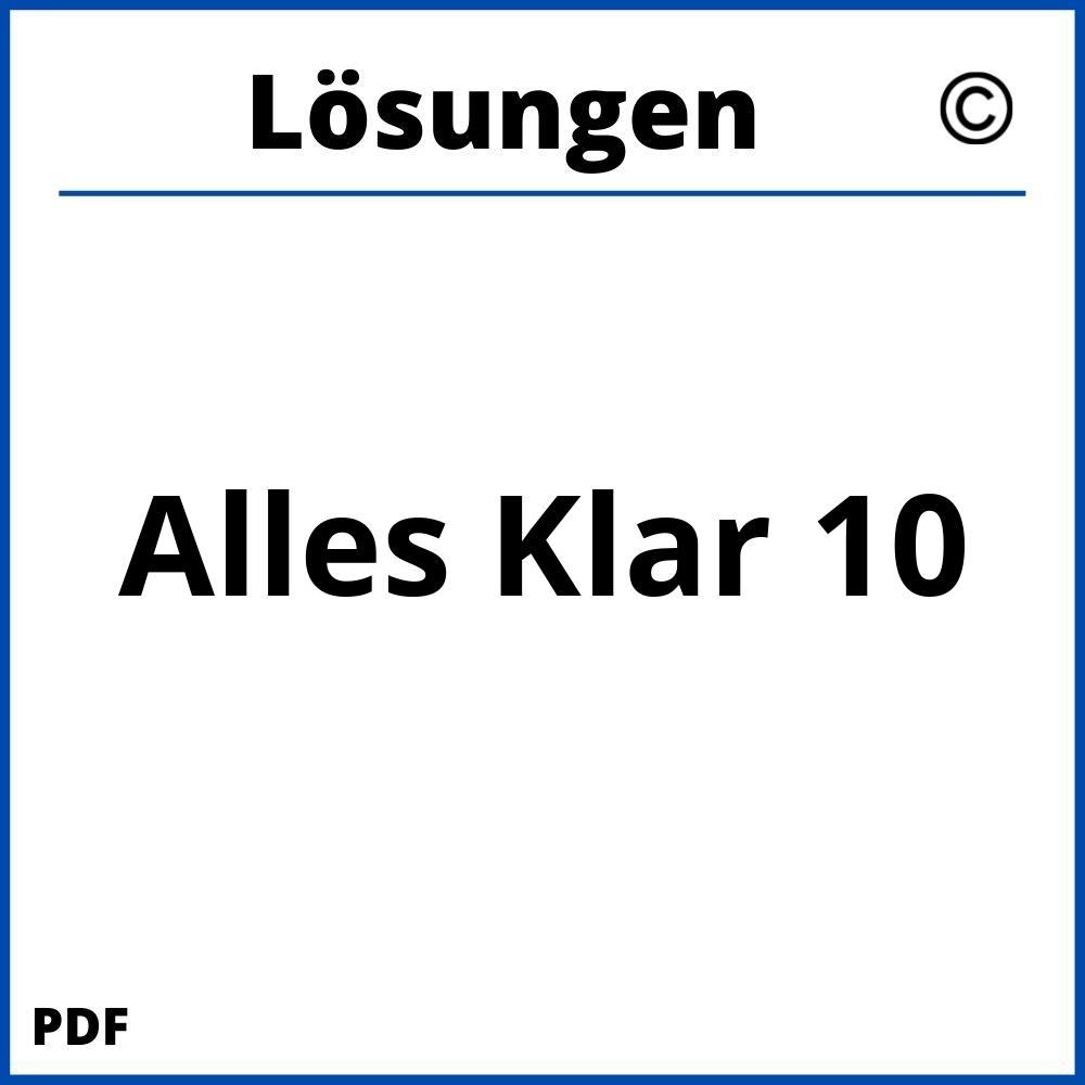 Alles Klar 10 Lösungen Pdf