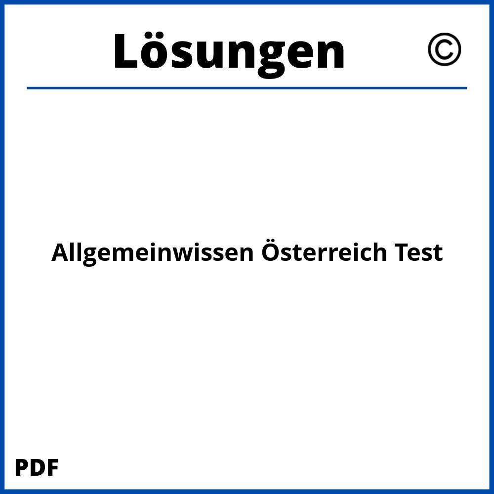 Allgemeinwissen Österreich Test Mit Lösungen Pdf