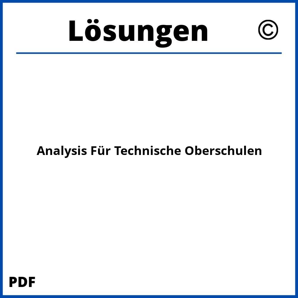 Analysis Für Technische Oberschulen Lösungen Pdf