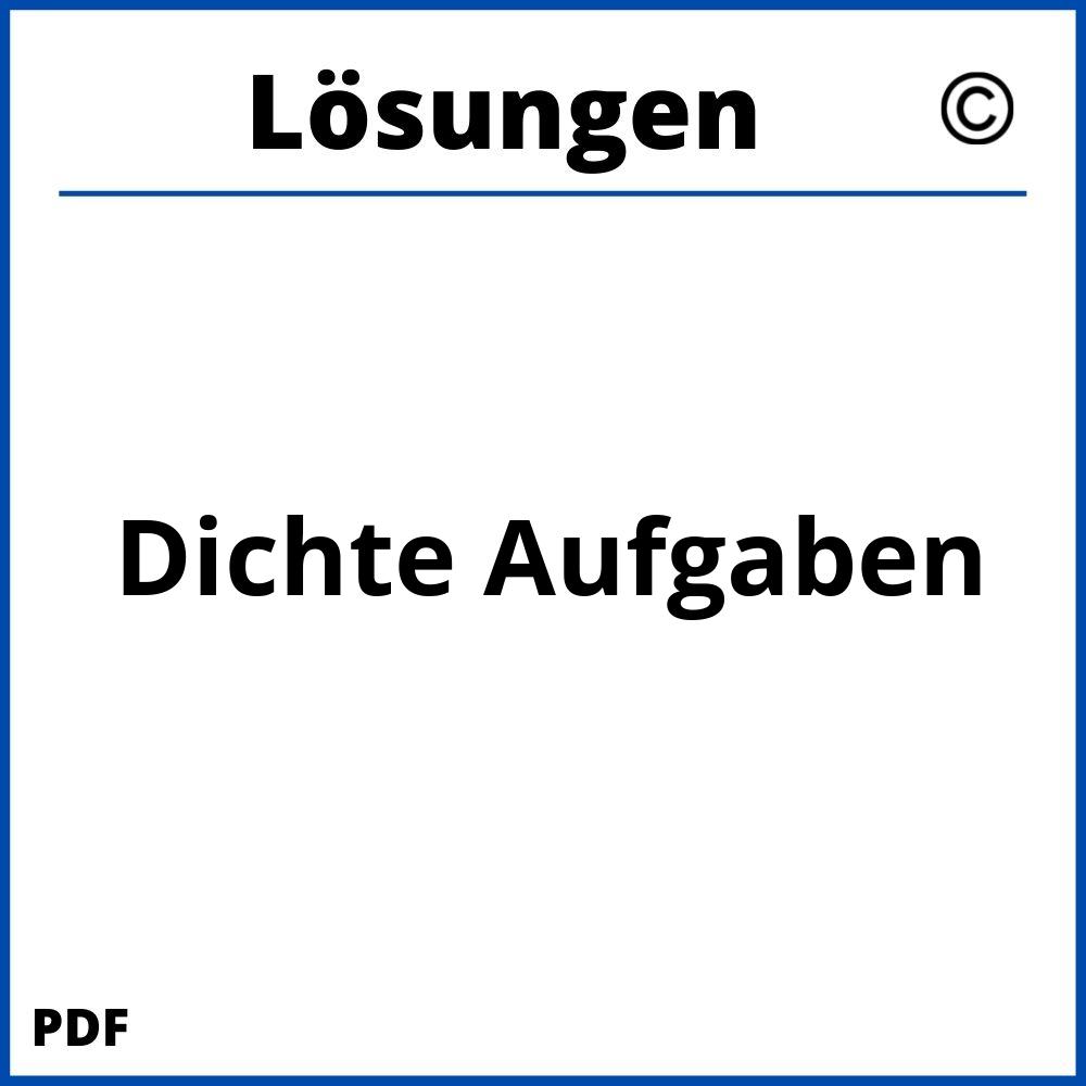 Dichte Aufgaben Mit Lösungen Pdf