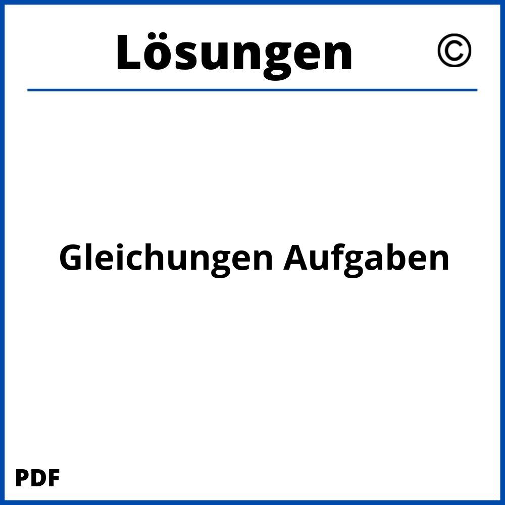 Gleichungen Aufgaben Mit Lösungen Pdf