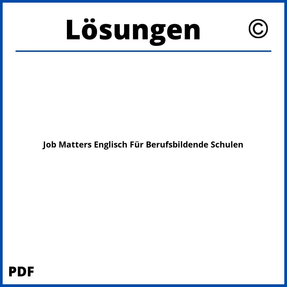 Job Matters Englisch Für Berufsbildende Schulen Lösungen Pdf