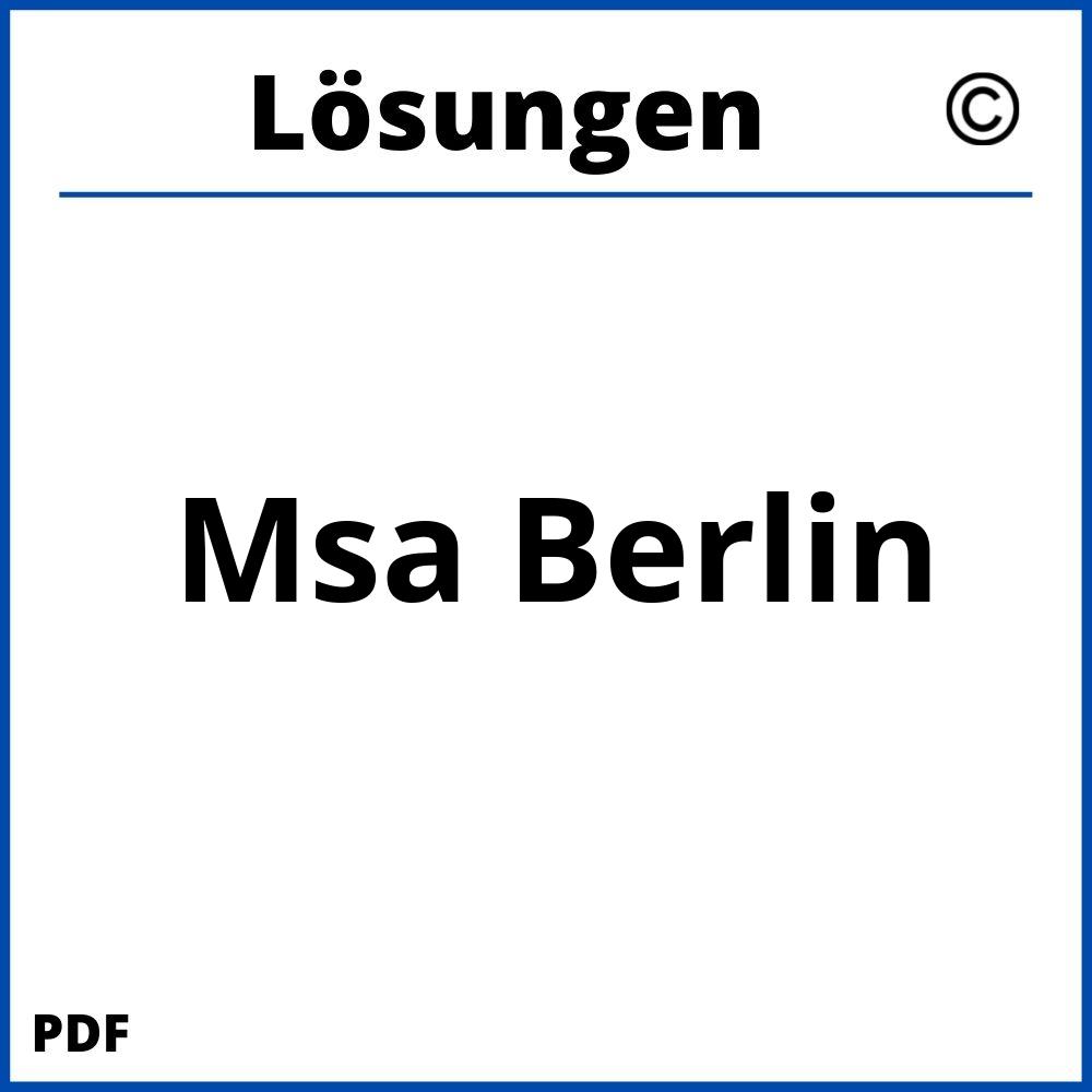 Msa Berlin Lösungen Pdf