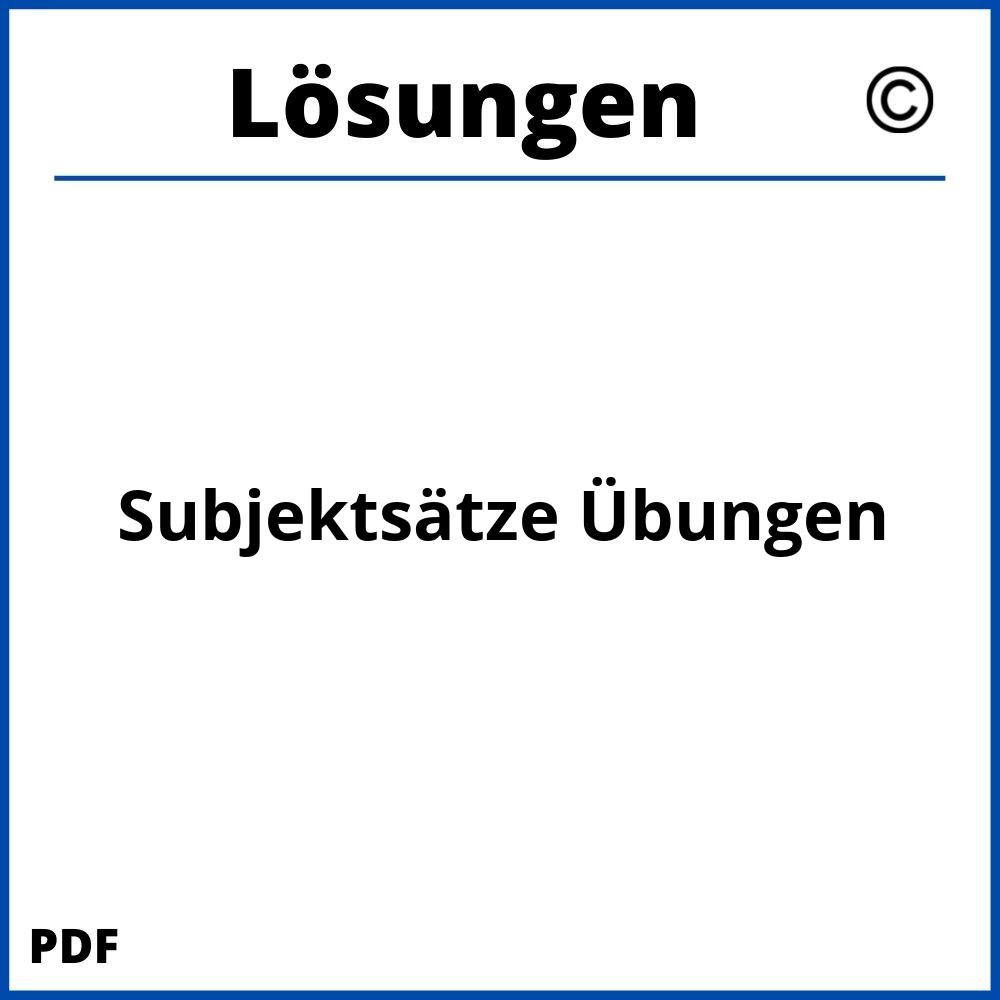 Subjektsätze Übungen Mit Lösungen Pdf